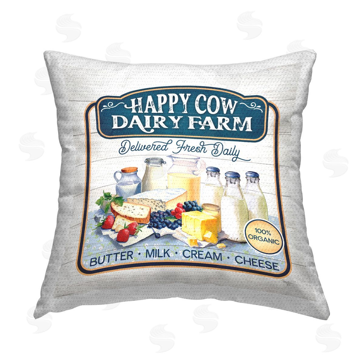 Mollie B. Happy Cow Farm Outdoor Quick-Dry Polyester Printed Throw Pillow