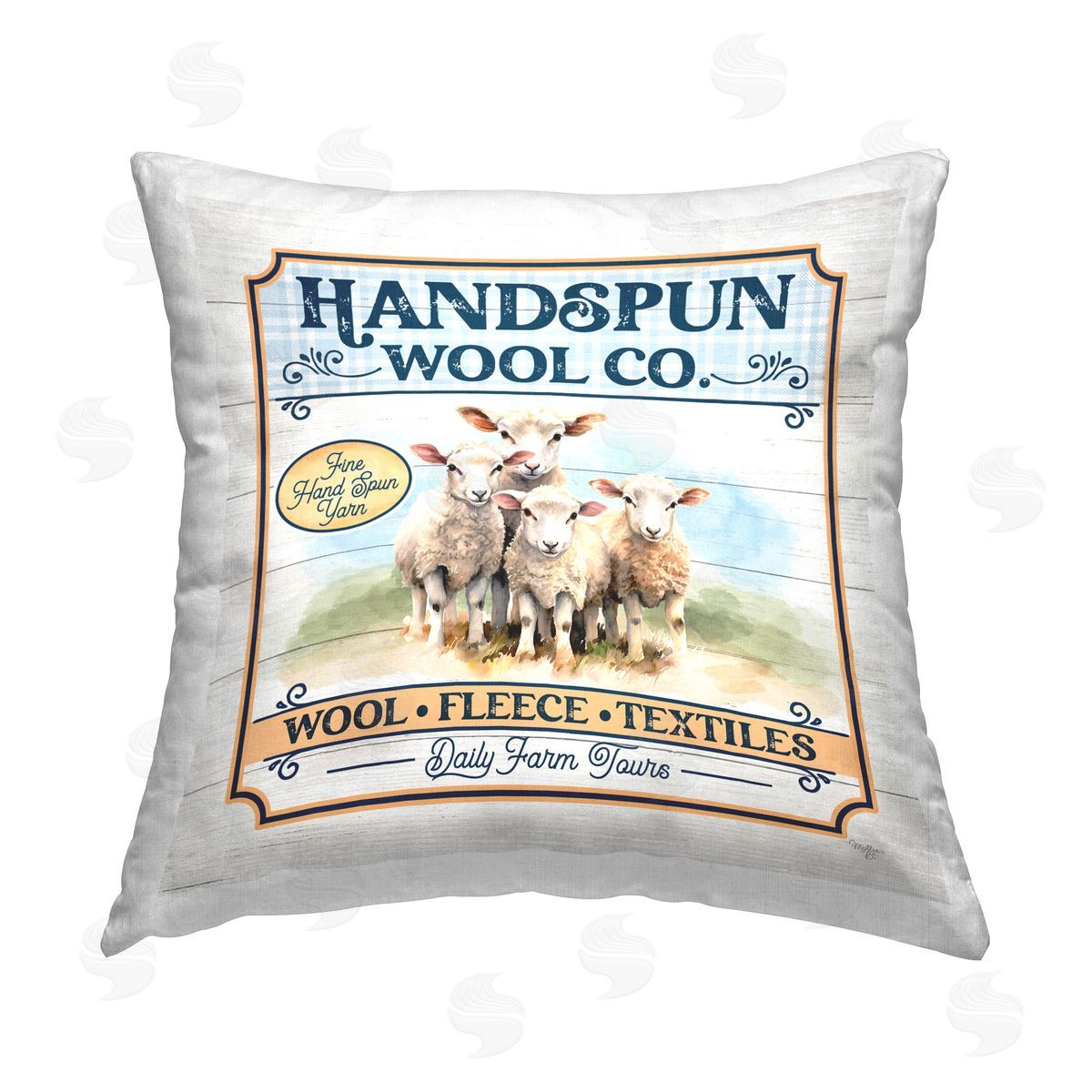 Mollie B. Handspun Wool Sign Printed Plush Polyester Throw Pillow
