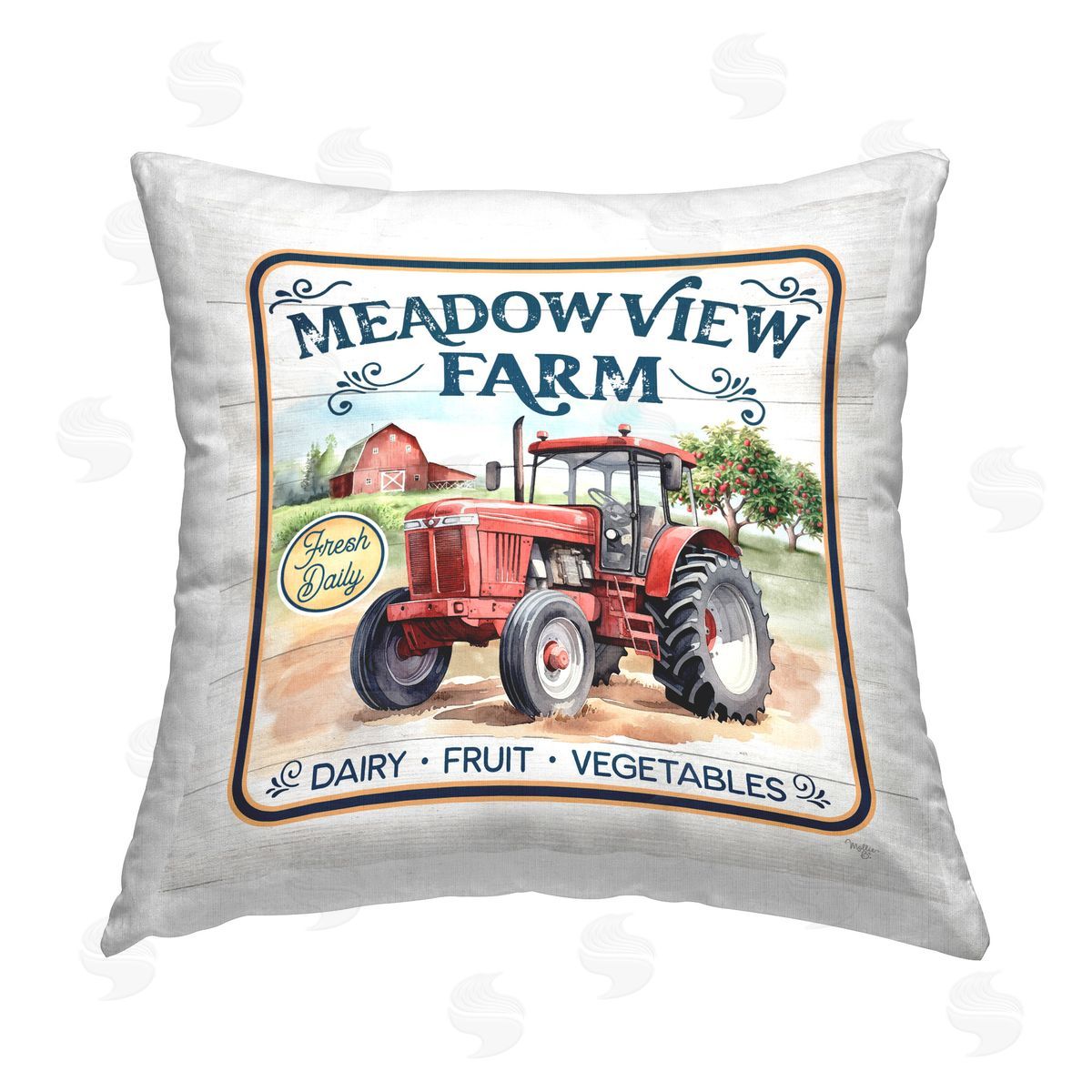 Mollie B. Meadowview Farm Tractor Printed Plush Polyester Throw Pillow