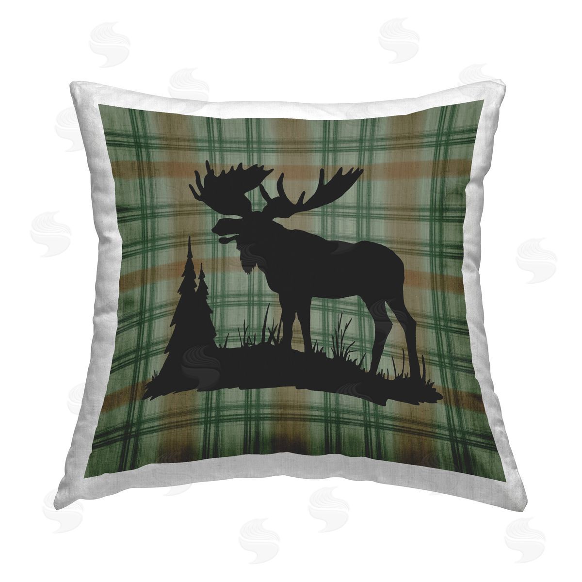Jacki Frerichs Forest Moose on Plaid Printed Plush Polyester Throw Pillow