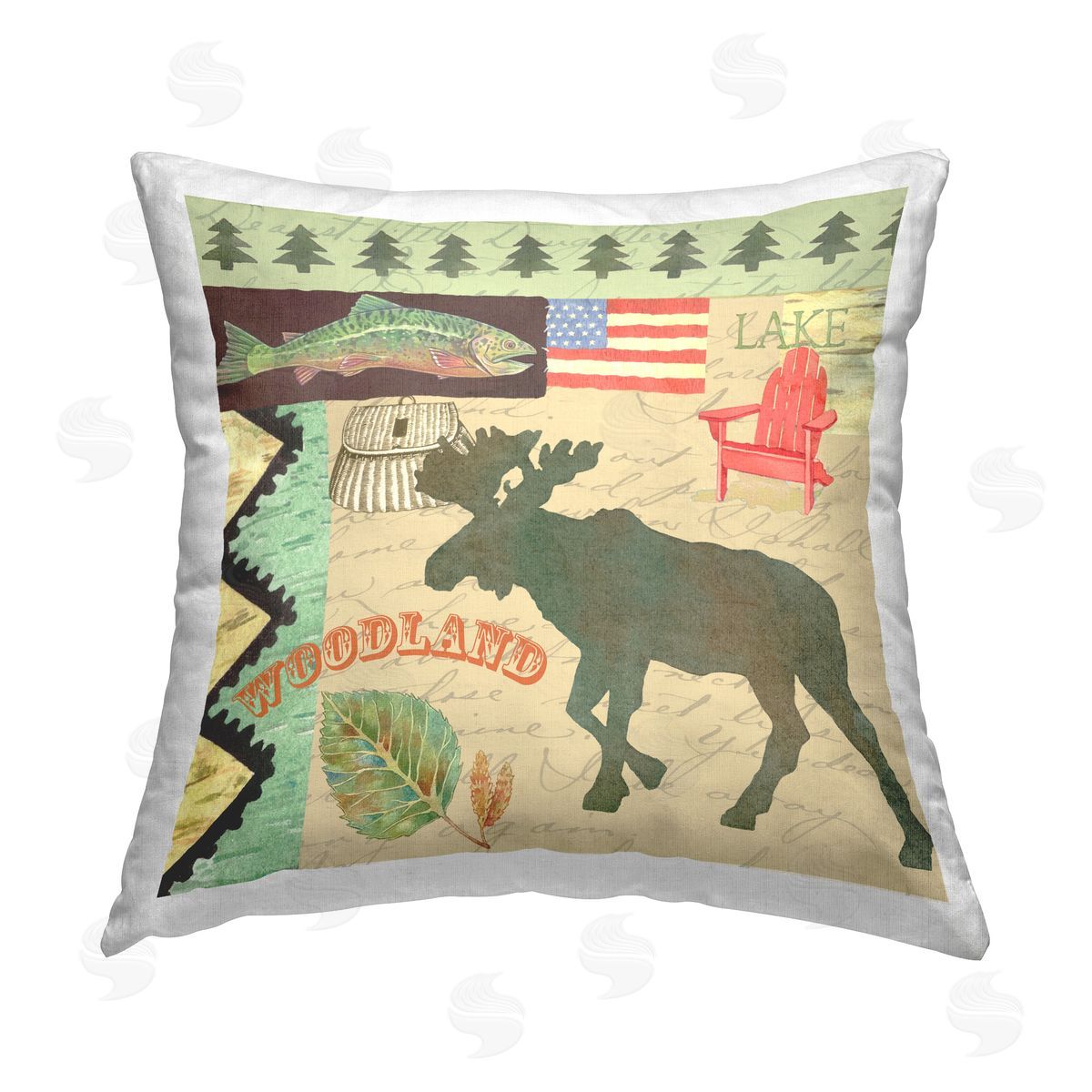 Andrea Tachiera Lake Lodge Patchwork Printed Plush Polyester Throw Pillow