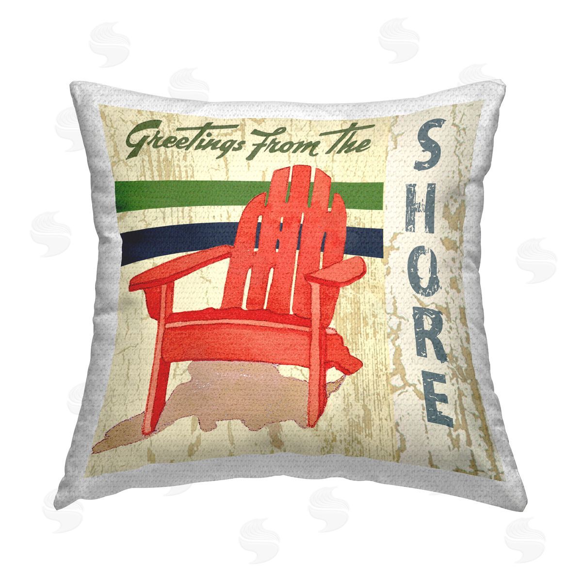 Andrea Tachiera Greetings From Shore Outdoor Quick-Dry Polyester Printed Throw Pillow