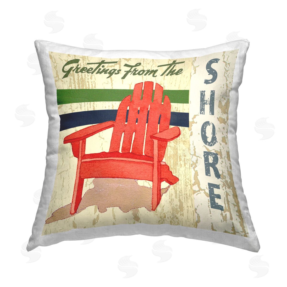 Andrea Tachiera Greetings From Shore Printed Plush Polyester Throw Pillow