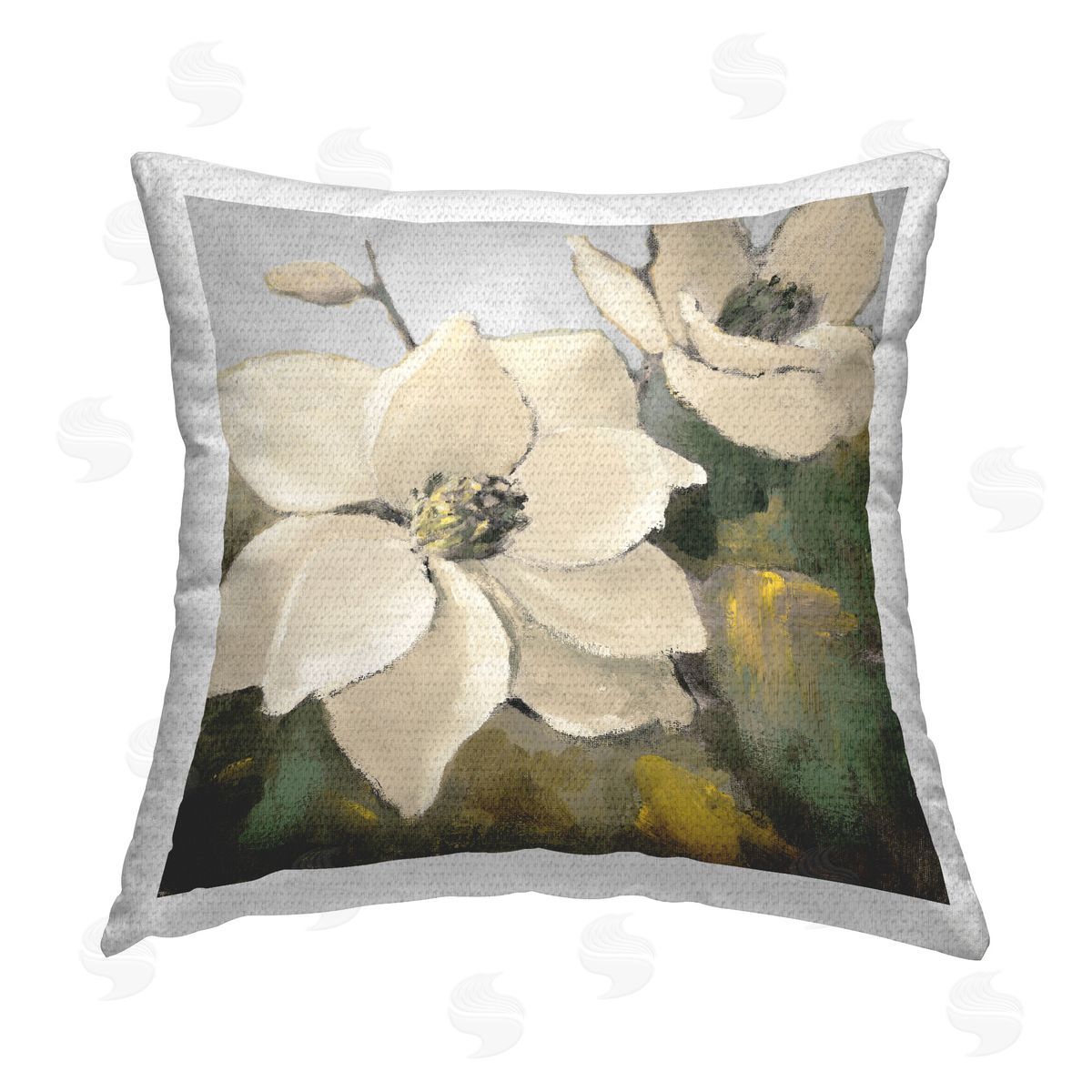 Lanie Loreth Two Magnolia Blossoms Outdoor Quick-Dry Polyester Printed Throw Pillow