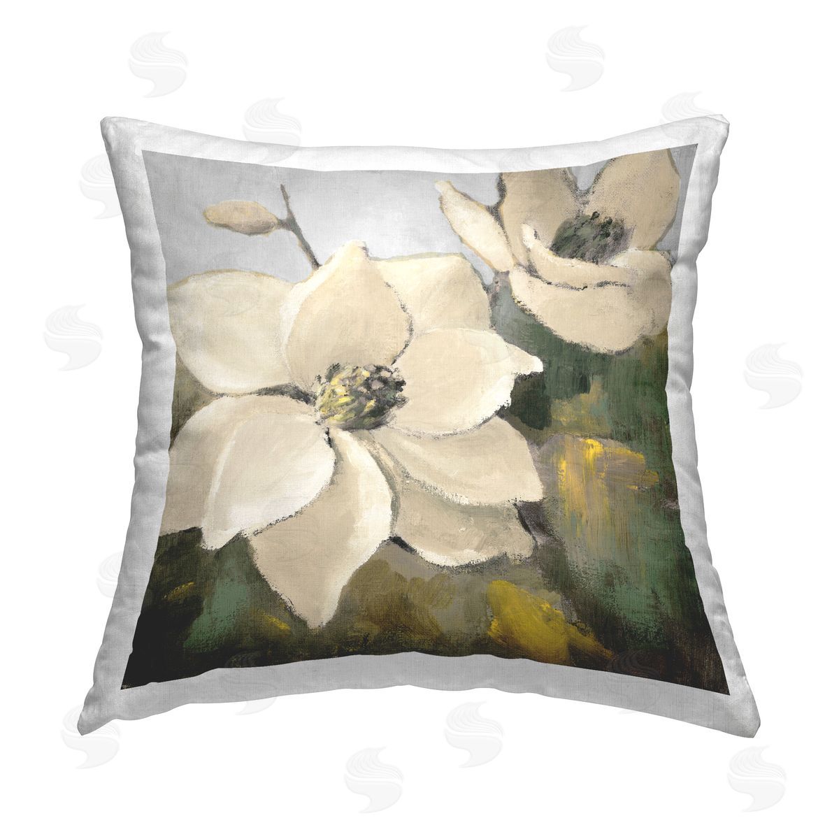 Lanie Loreth Two Magnolia Blossoms Printed Plush Polyester Throw Pillow