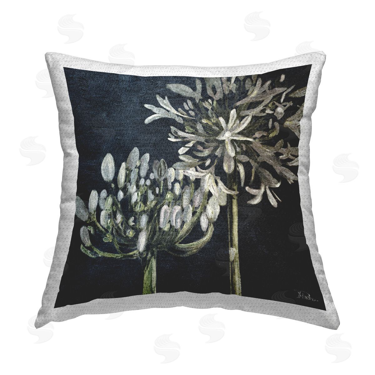 Patricia Pinto Blooming White Herbs Outdoor Quick-Dry Polyester Printed Throw Pillow