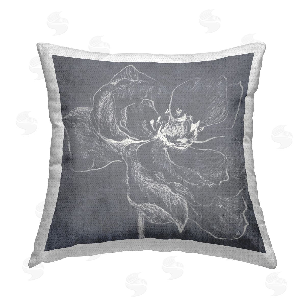 Lanie Loreth Magnolia Doodle Outline Outdoor Quick-Dry Polyester Printed Throw Pillow