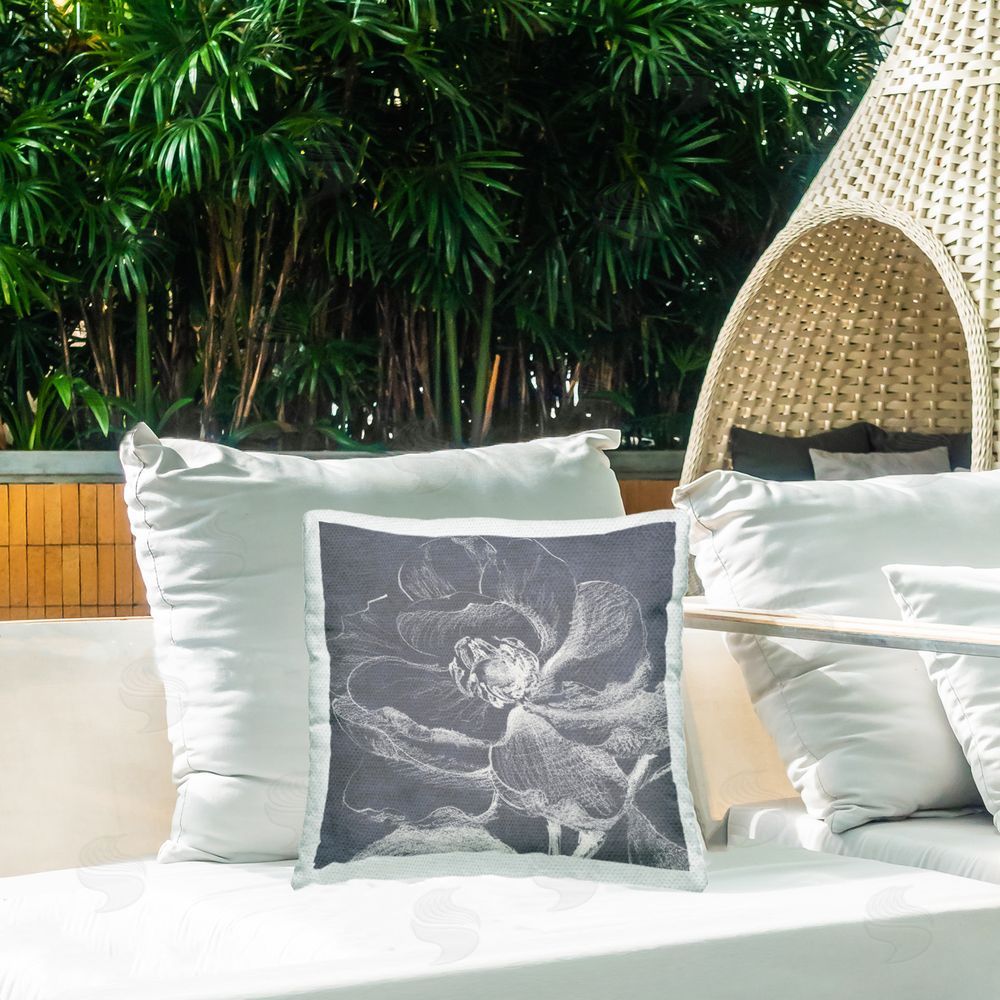 Lanie Loreth Magnolia Sketch Impression Outdoor Quick-Dry Polyester Printed Throw Pillow in Back Yard