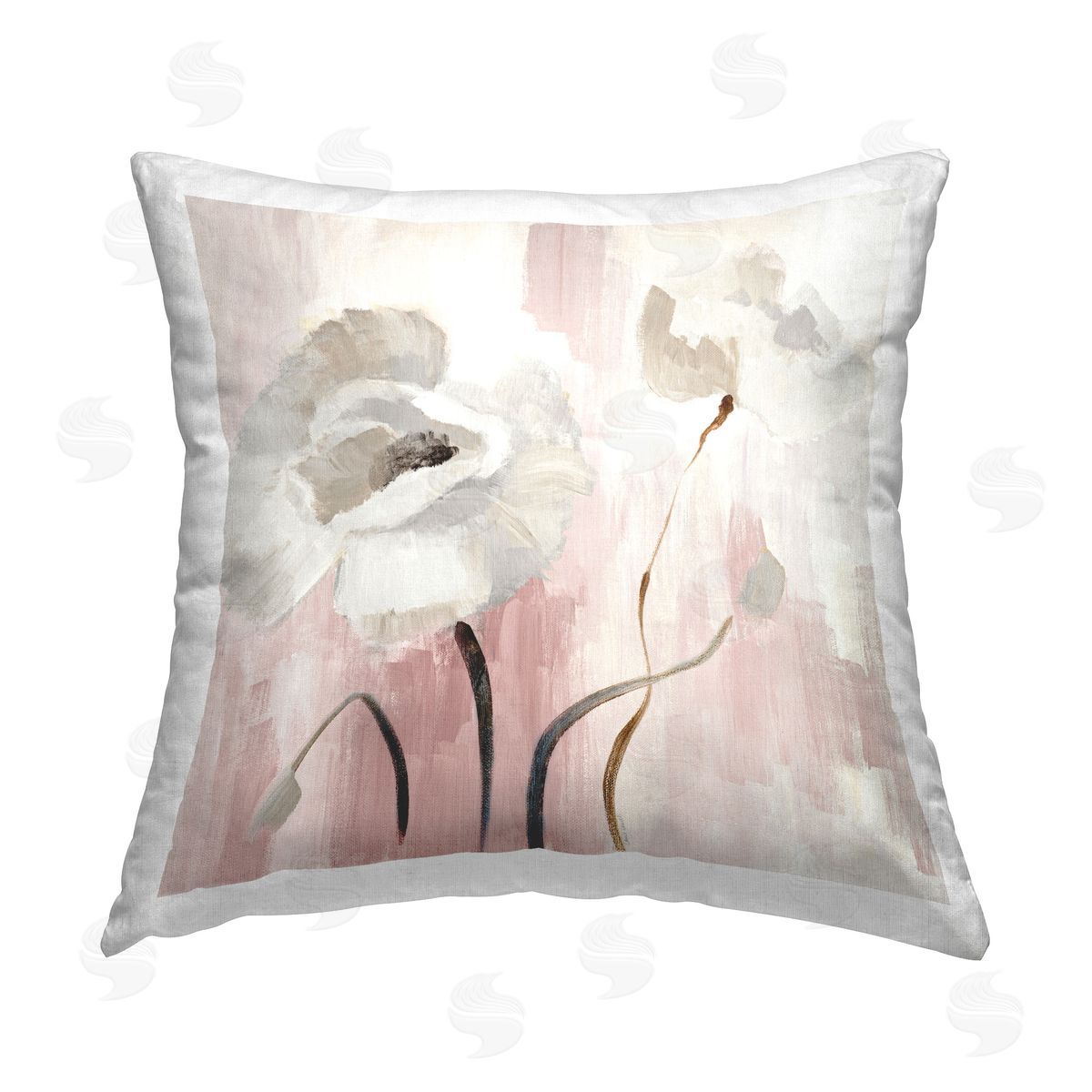 Lanie Loreth Abstract White Blossoms Printed Plush Polyester Throw Pillow