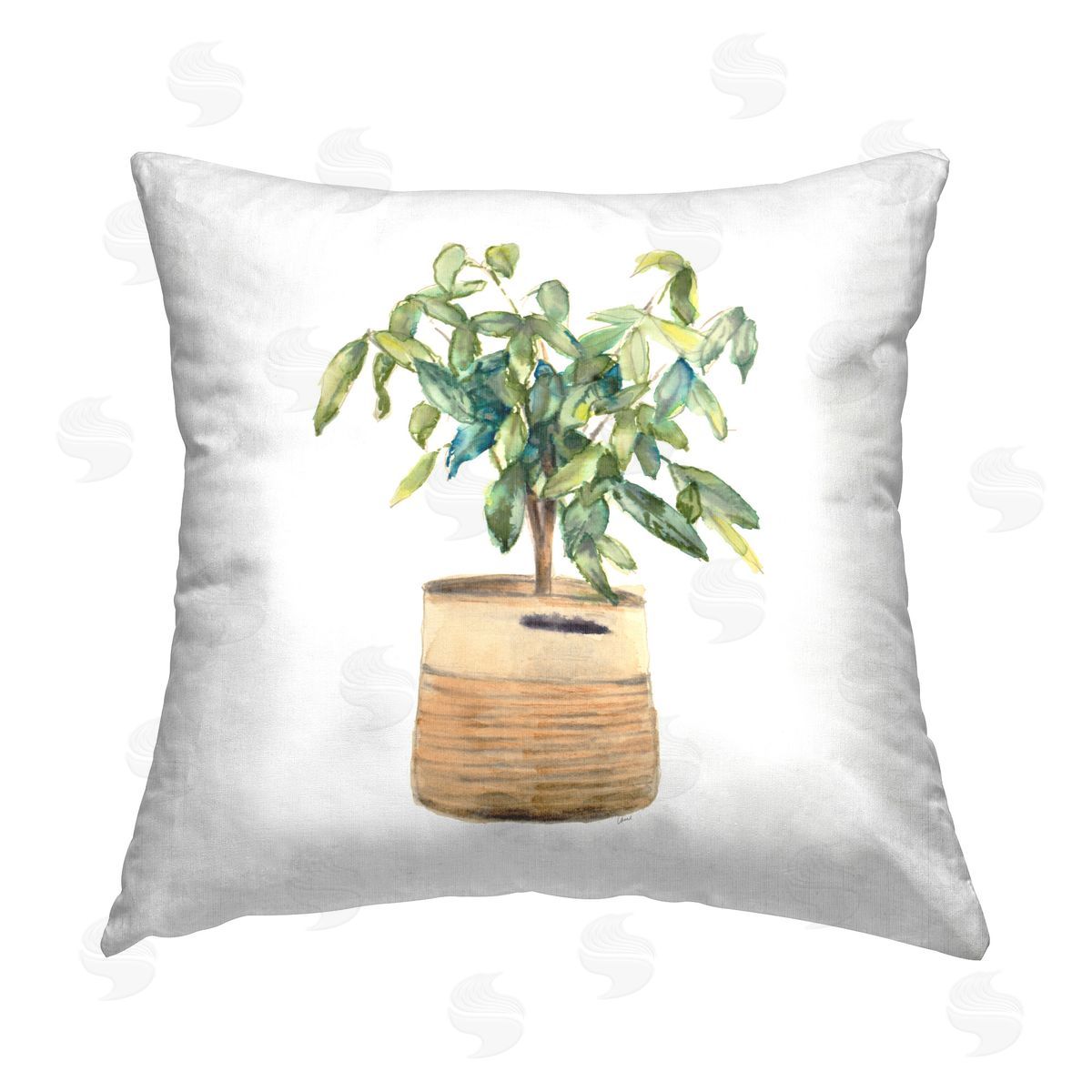 Lanie Loreth Potted Plant Greenery Printed Plush Polyester Throw Pillow