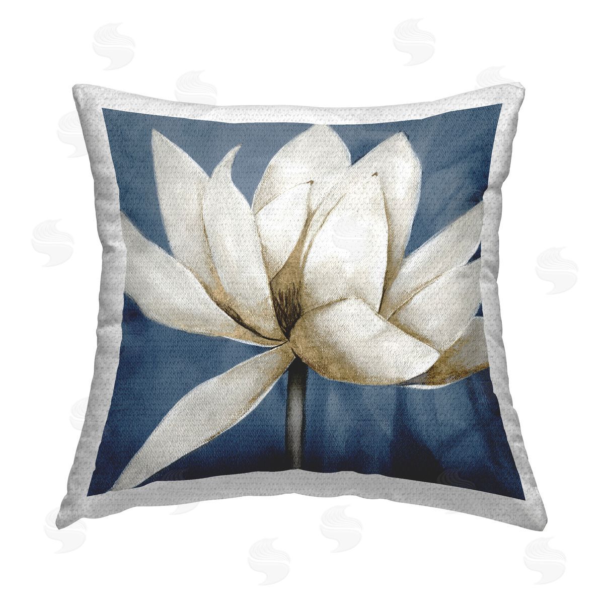 Carol Robinson White Lotus Blooms Outdoor Quick-Dry Polyester Printed Throw Pillow
