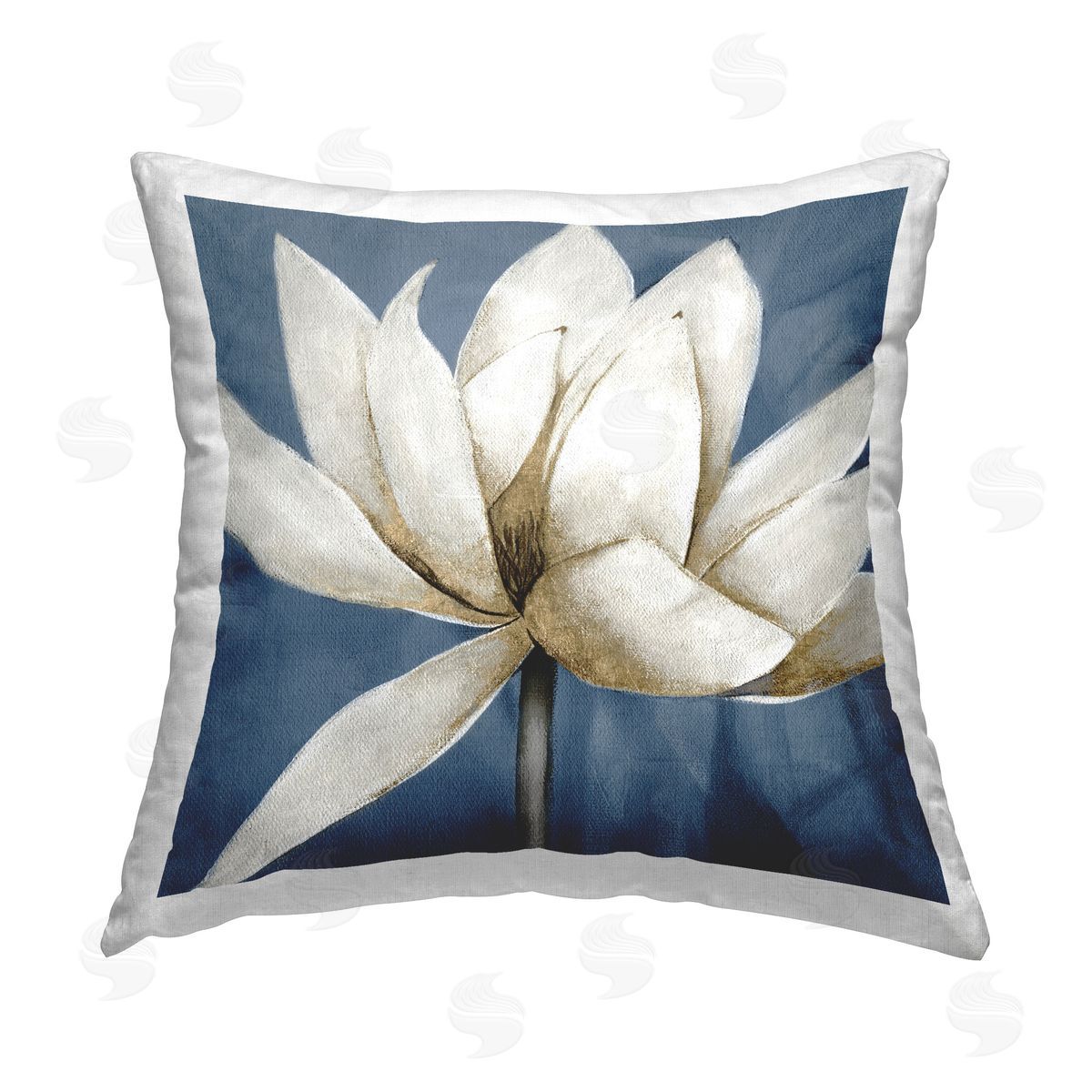 Carol Robinson White Lotus Blooms Printed Plush Polyester Throw Pillow