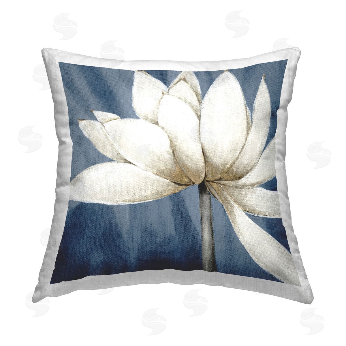 Carol Robinson White Lotus Petals Printed Plush Polyester Throw Pillow