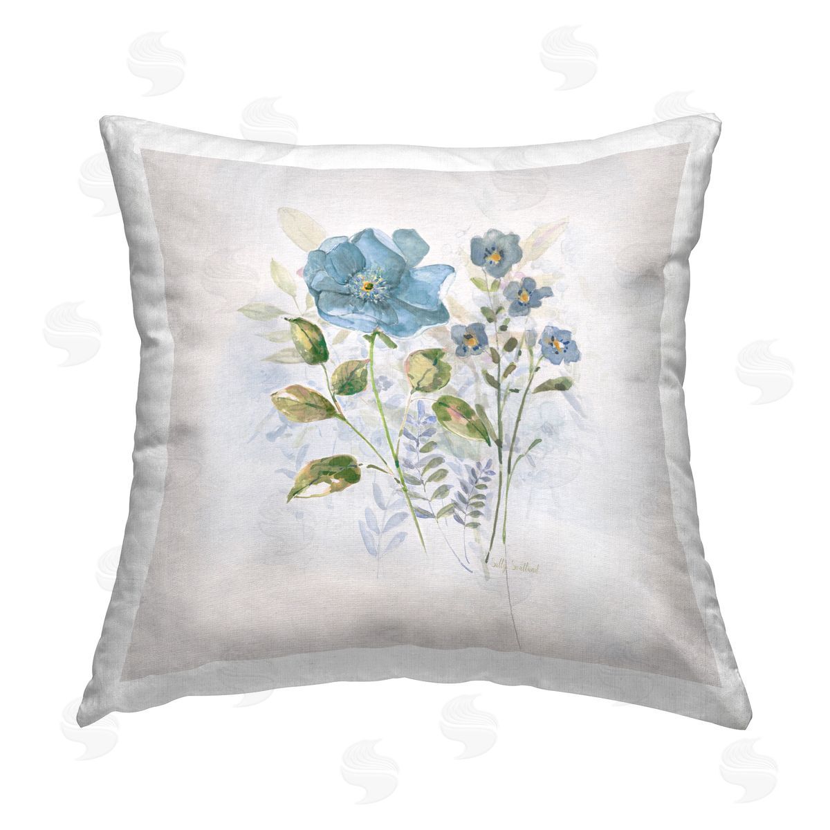 Sally Swatland Soft Cottage Botanicals Printed Plush Polyester Throw Pillow