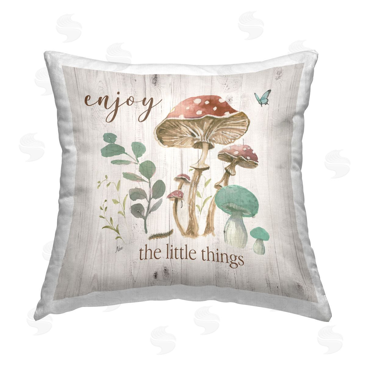 Nan Enjoy Little Things Printed Plush Polyester Throw Pillow