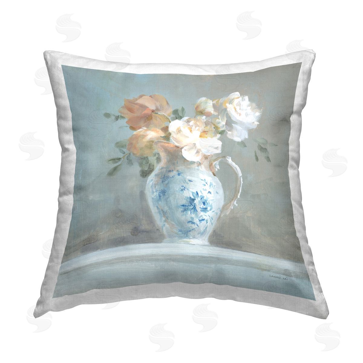 Danhui Nai Heirloom Floral Bouquet Printed Plush Polyester Throw Pillow