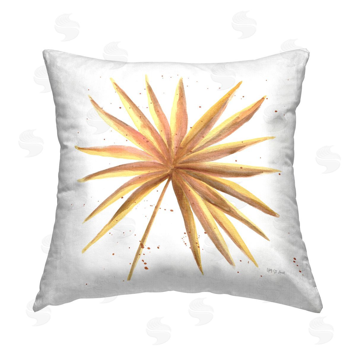 Yvette St. Amant Golden Palm Frond Printed Plush Polyester Throw Pillow