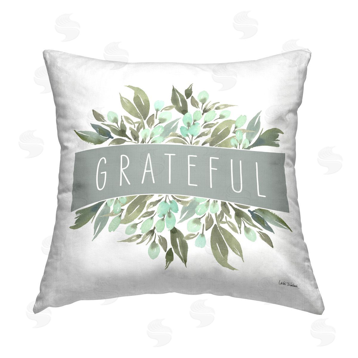 Leslie Trimbach Grateful Cottage Florals Printed Plush Polyester Throw Pillow
