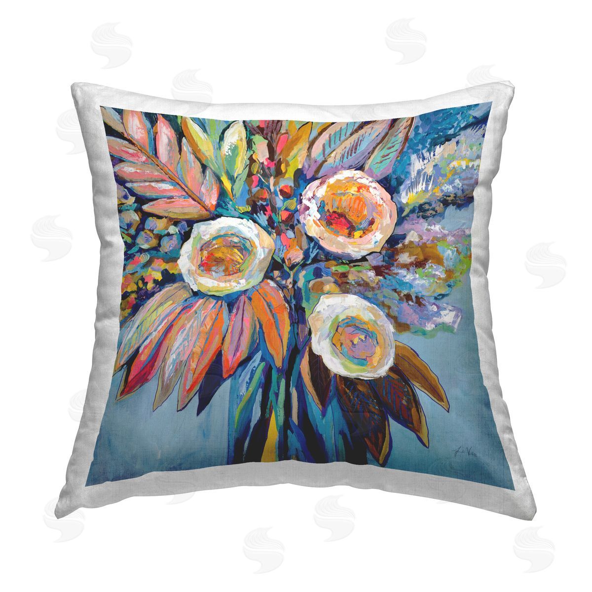 Jeanette Vertentes Wonderment Bold Bouquet Printed Plush Polyester Throw Pillow