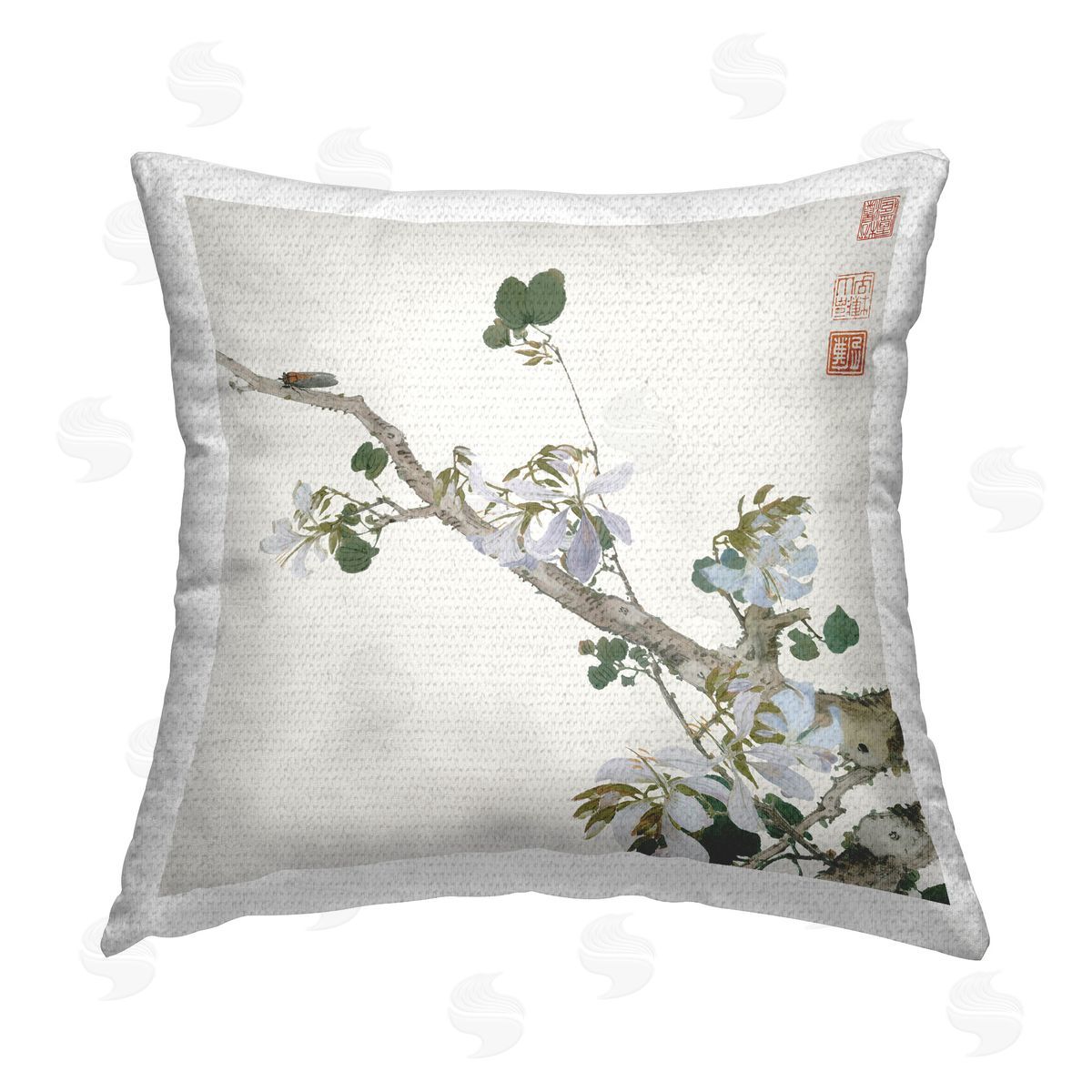 Ju Lian Classic Flower Branch Outdoor Quick-Dry Polyester Printed Throw Pillow