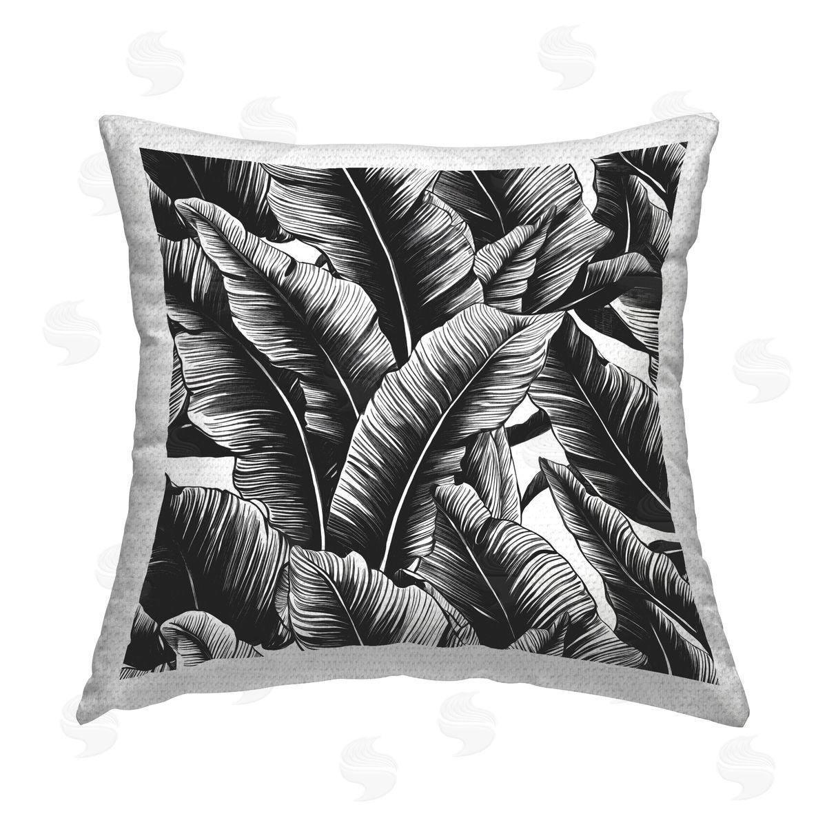 Walker Noble Black Bold Fronds Outdoor Quick-Dry Polyester Printed Throw Pillow