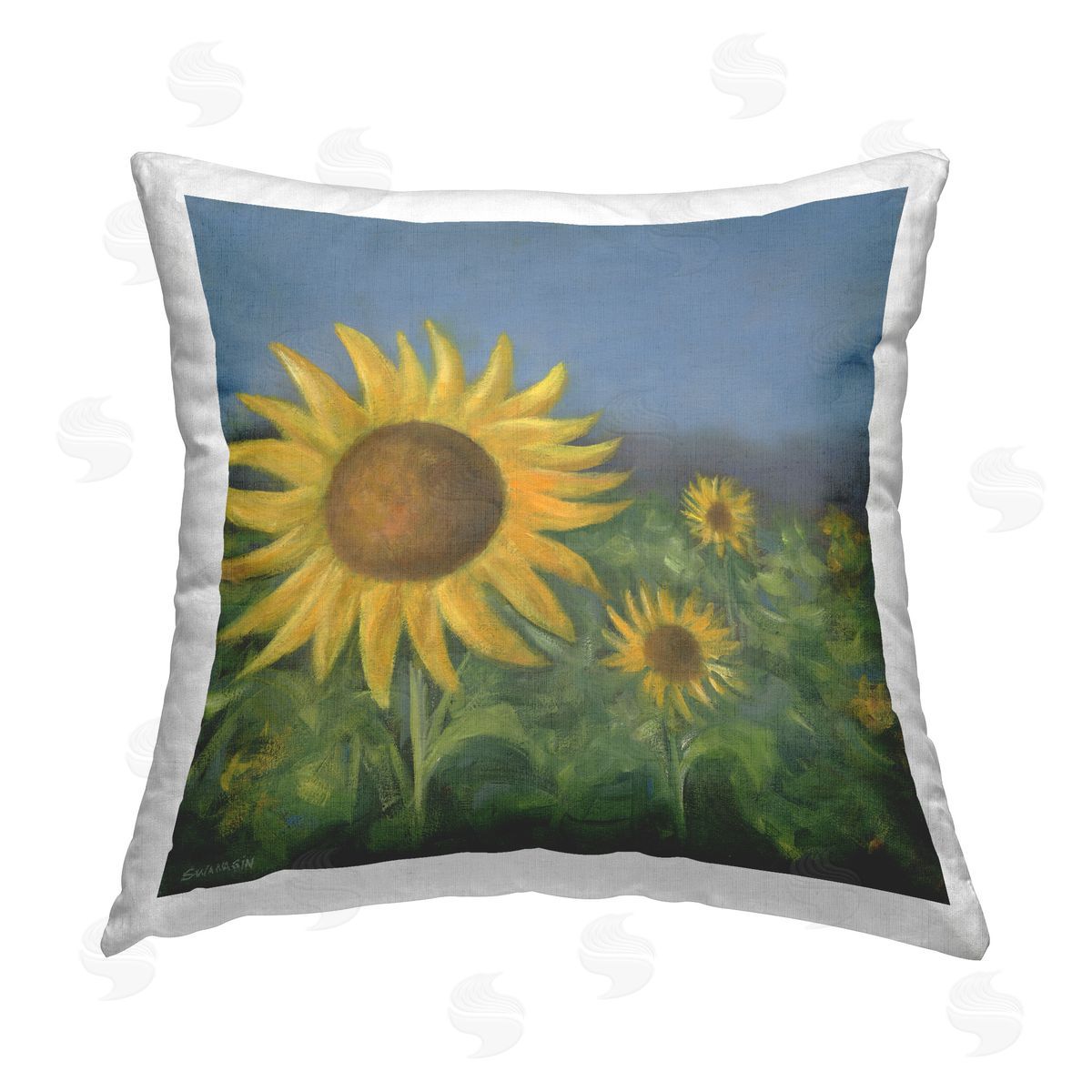 David Swanagin Mellow Sunflower Garden Printed Plush Polyester Throw Pillow