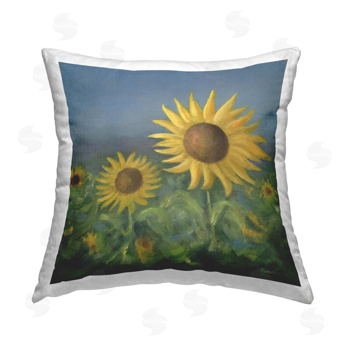 David Swanagin Blooming Sunflower Meadow Printed Plush Polyester Throw Pillow