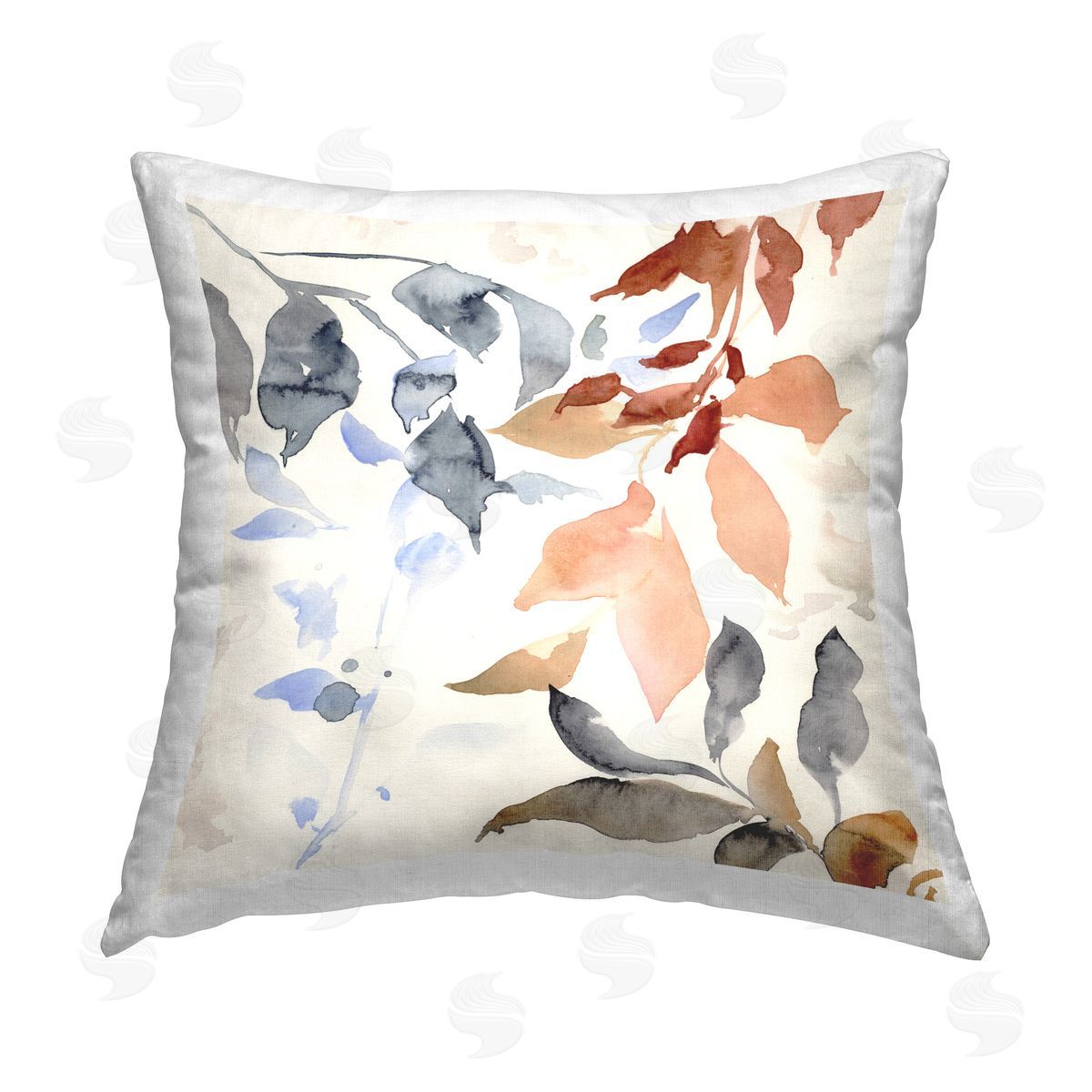 Victoria Barnes Neutral Leaf Pattern Printed Plush Polyester Throw Pillow