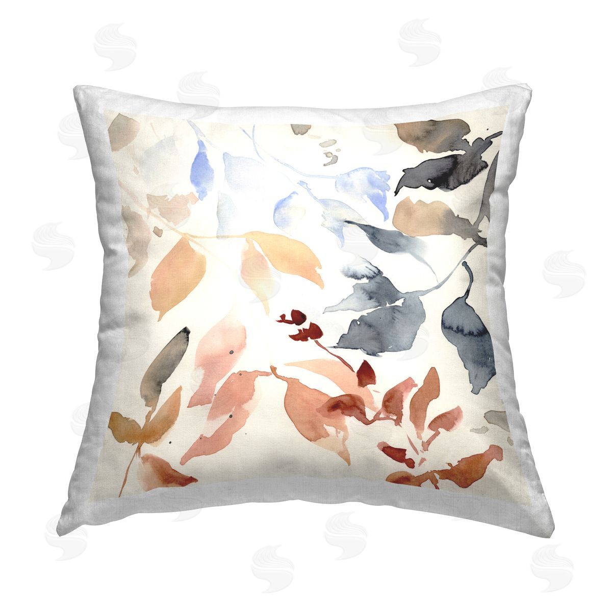 Victoria Barnes Neutral Harvest Leaves Printed Plush Polyester Throw Pillow