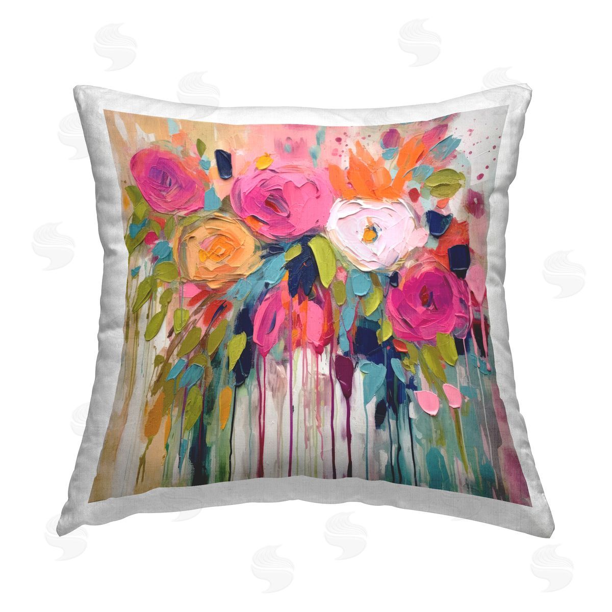 Irena Orlov Urban Paint Bouquet Printed Plush Polyester Throw Pillow