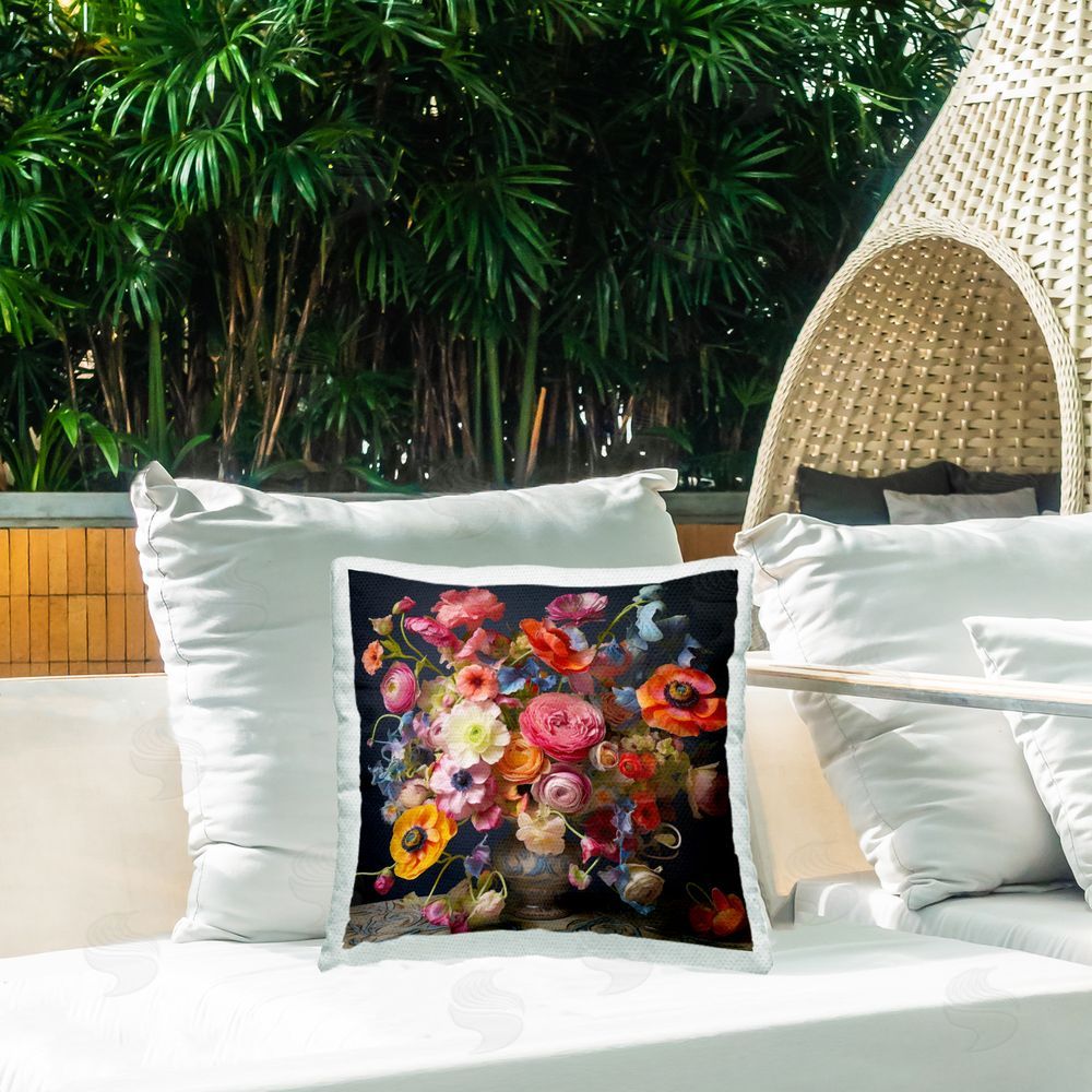 Lazar Studio Mixed Full Bouquet Outdoor Quick-Dry Polyester Printed Throw Pillow in Back Yard