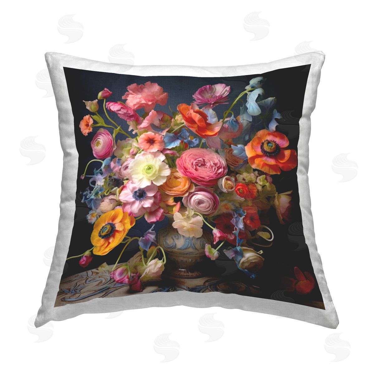 Lazar Studio Mixed Full Bouquet Printed Plush Polyester Throw Pillow