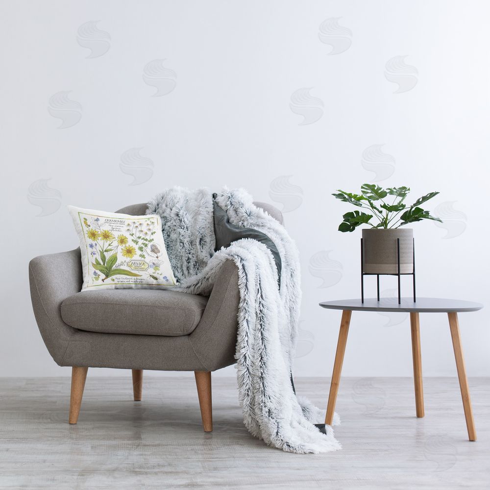 Jane Maday Chamomile Herb Uses Printed Plush Polyester Throw Pillow On Chair