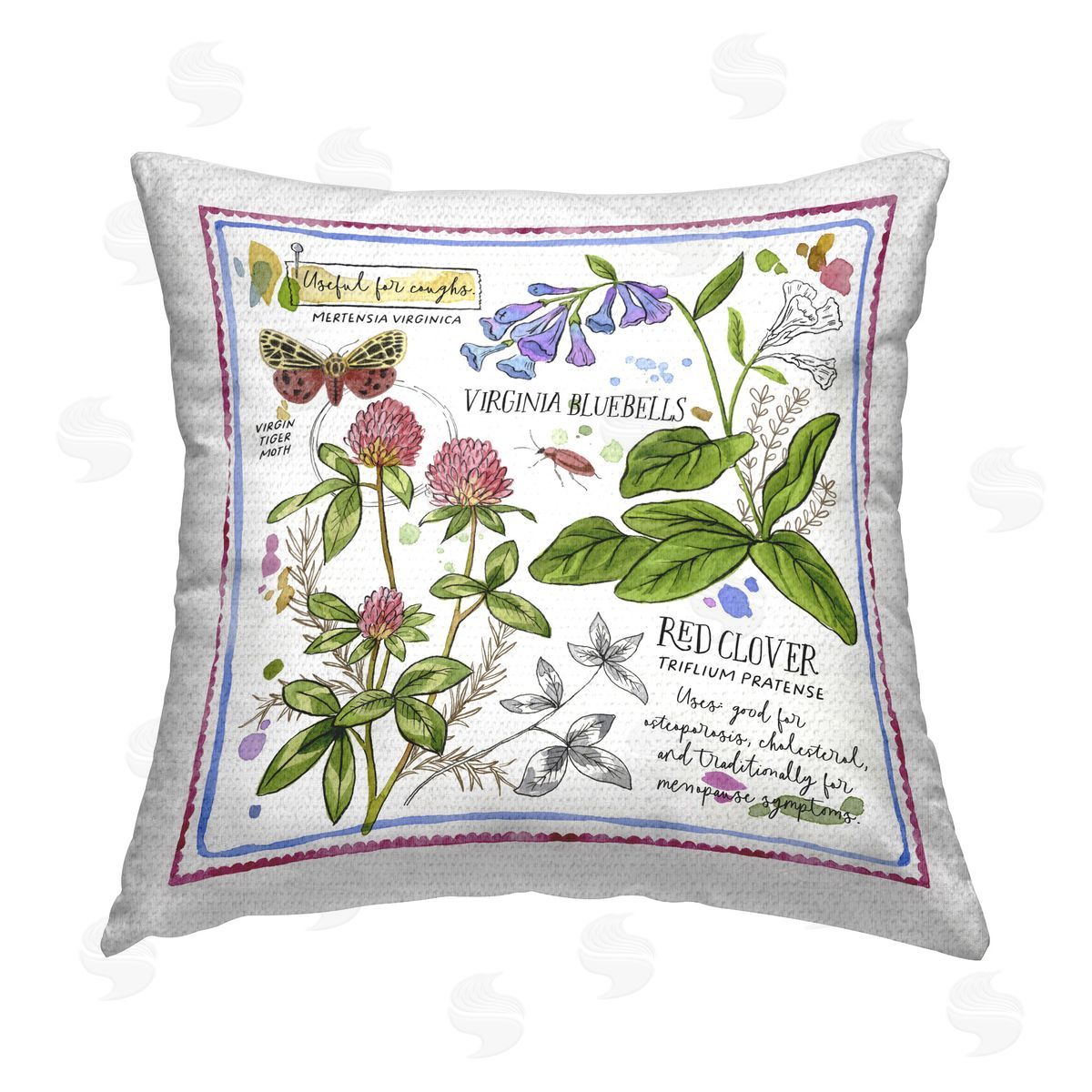 Jane Maday Wild Herbs Diagram Outdoor Quick-Dry Polyester Printed Throw Pillow