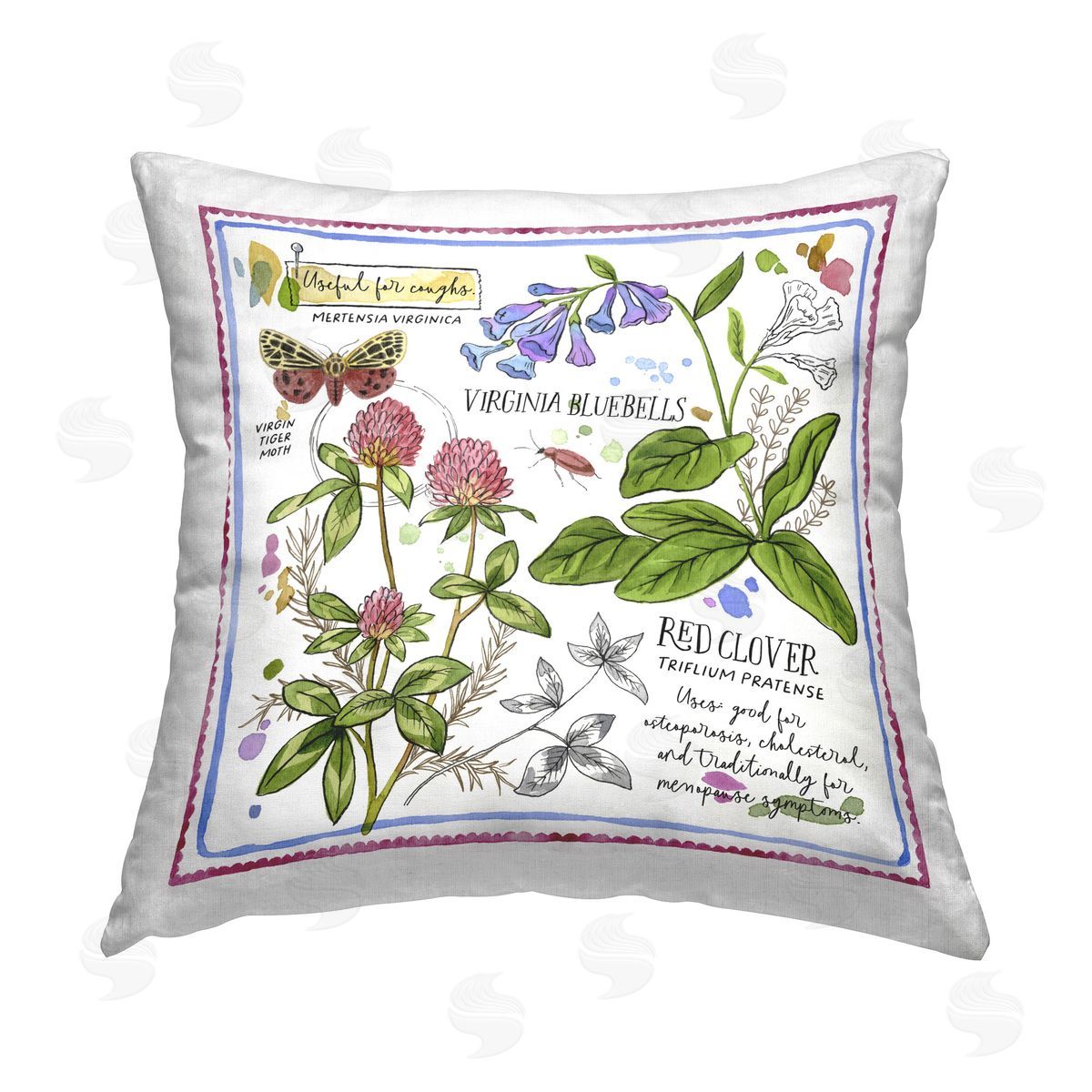 Jane Maday Wild Herbs Diagram Printed Plush Polyester Throw Pillow