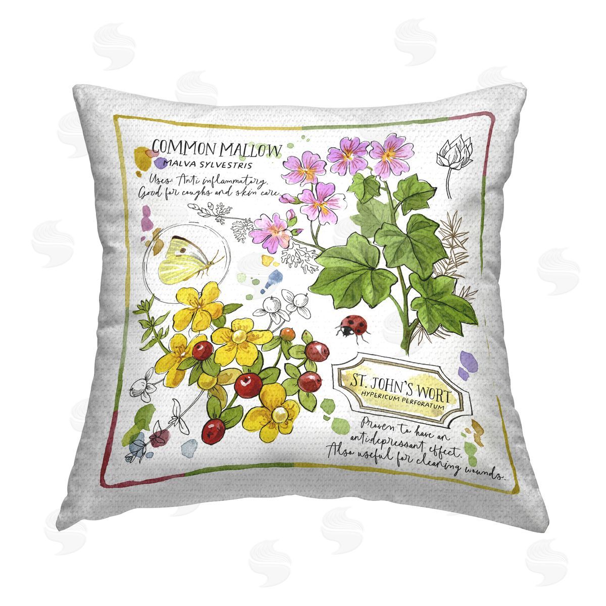 Jane Maday Wild Herbs Benefits Outdoor Quick-Dry Polyester Printed Throw Pillow
