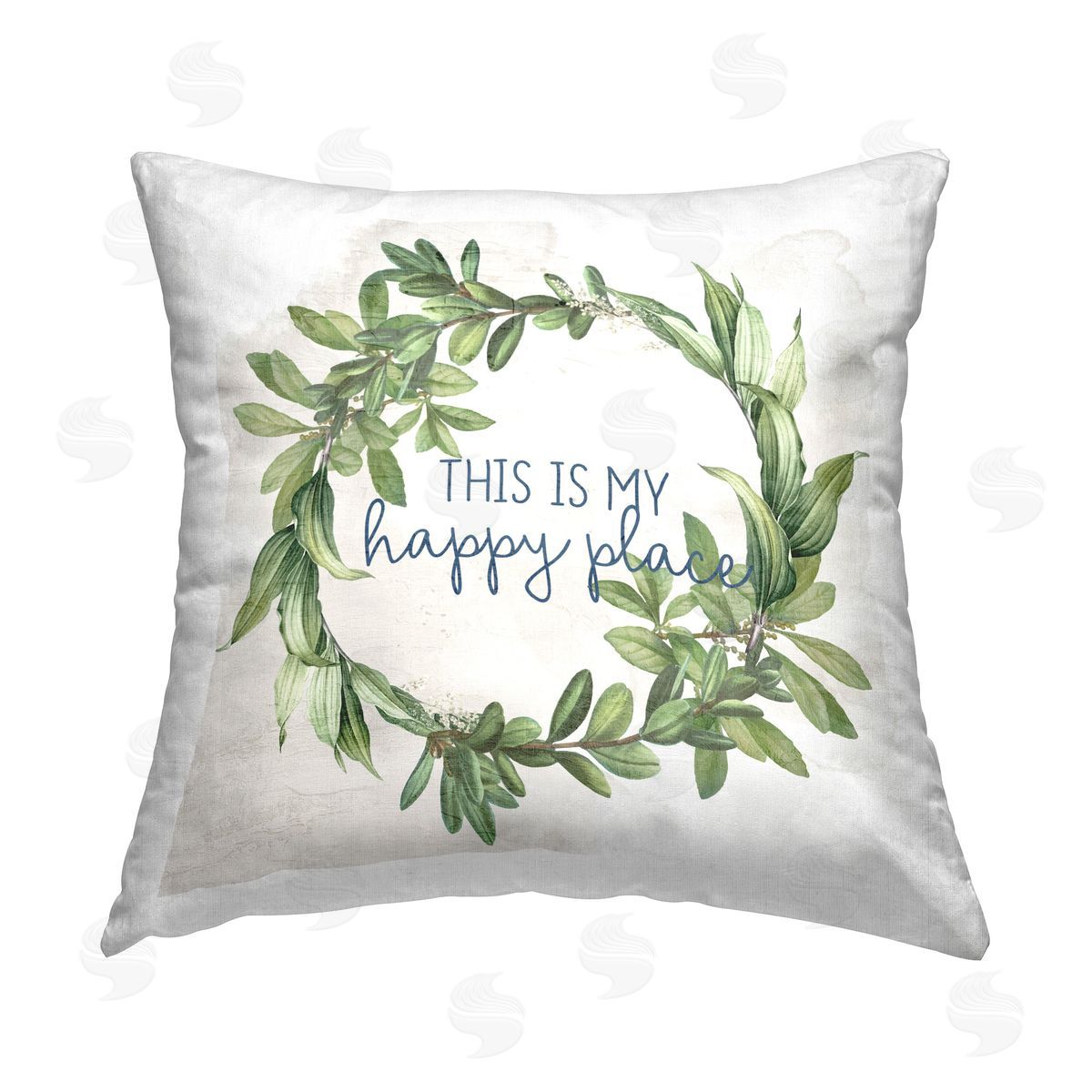 Anne Bailey Happy Place Wreath Printed Plush Polyester Throw Pillow