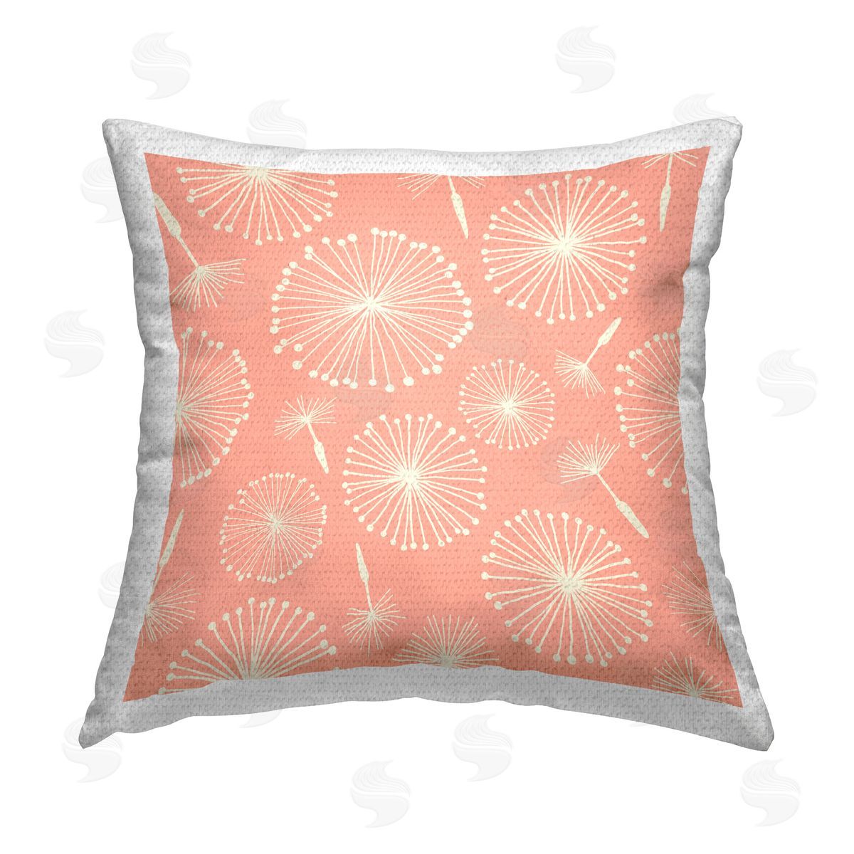 Carrie Cantwell Pink Delicate Dandelions Outdoor Quick-Dry Polyester Printed Throw Pillow