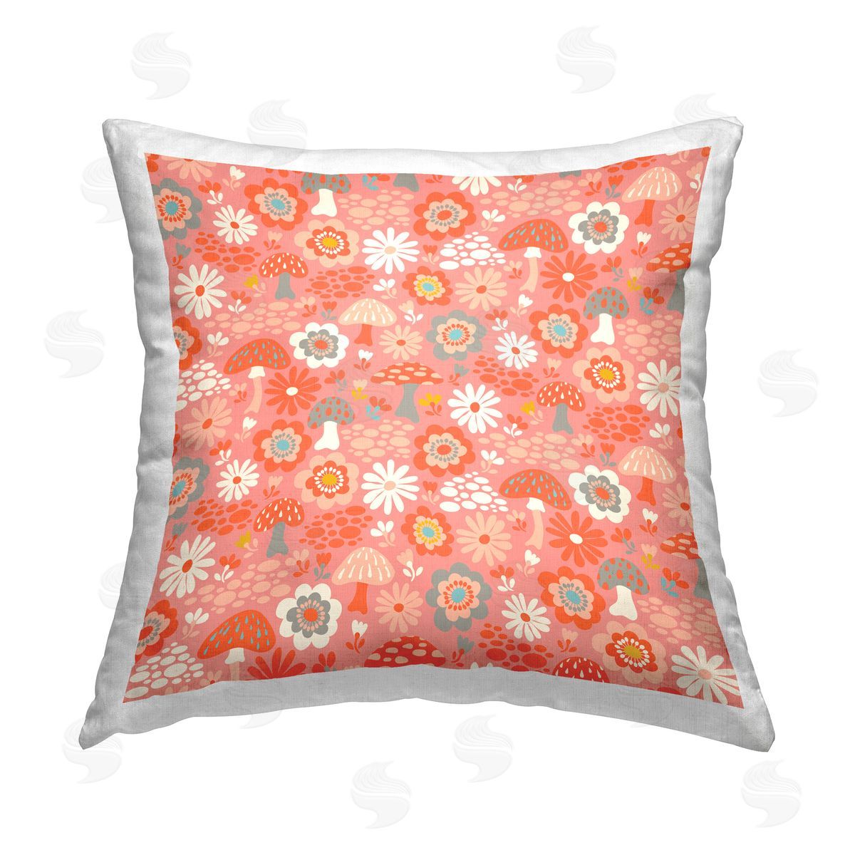 Carrie Cantwell Pink Wild Woodland Printed Plush Polyester Throw Pillow