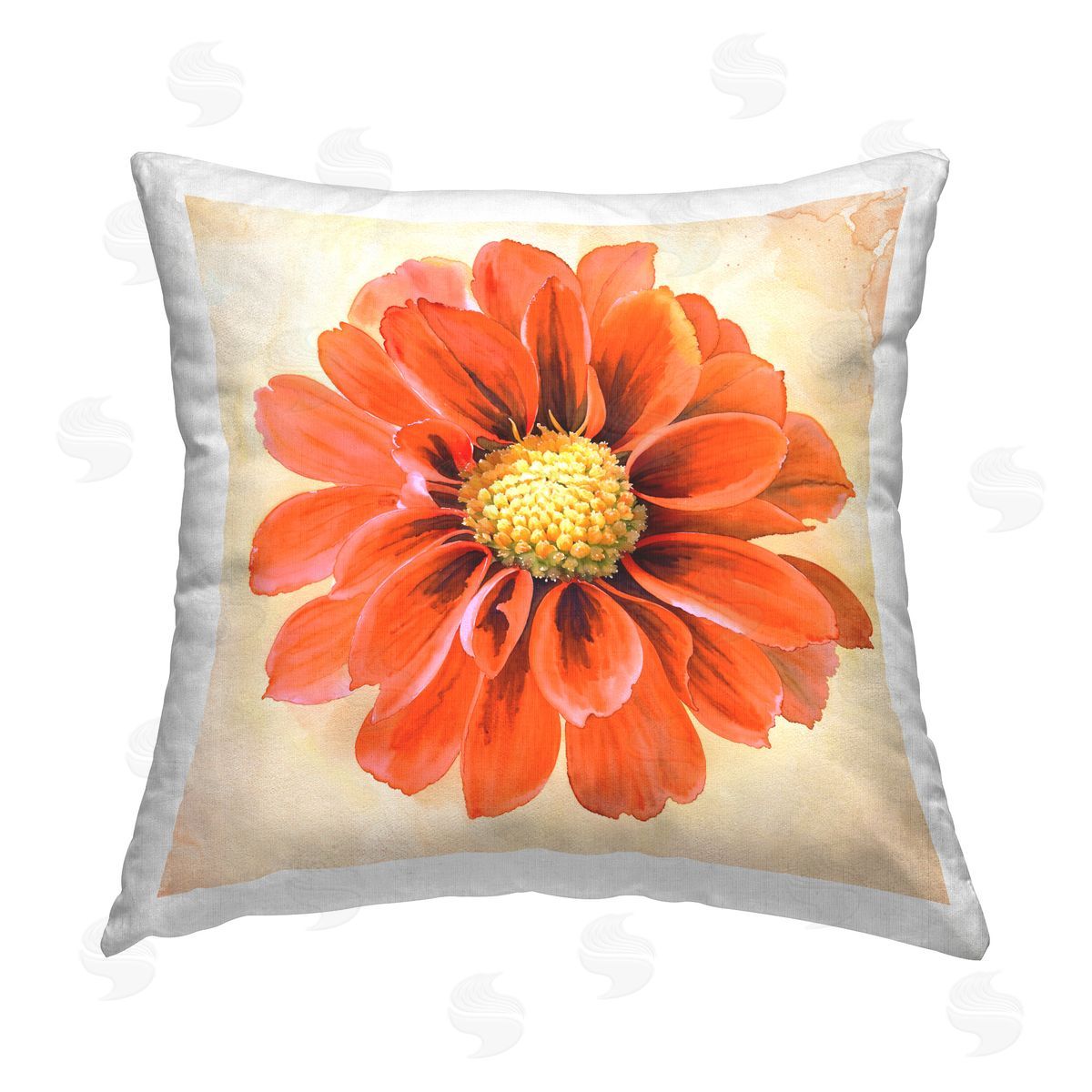 Christine Zalewski Orange Dahlia Bloom Printed Plush Polyester Throw Pillow