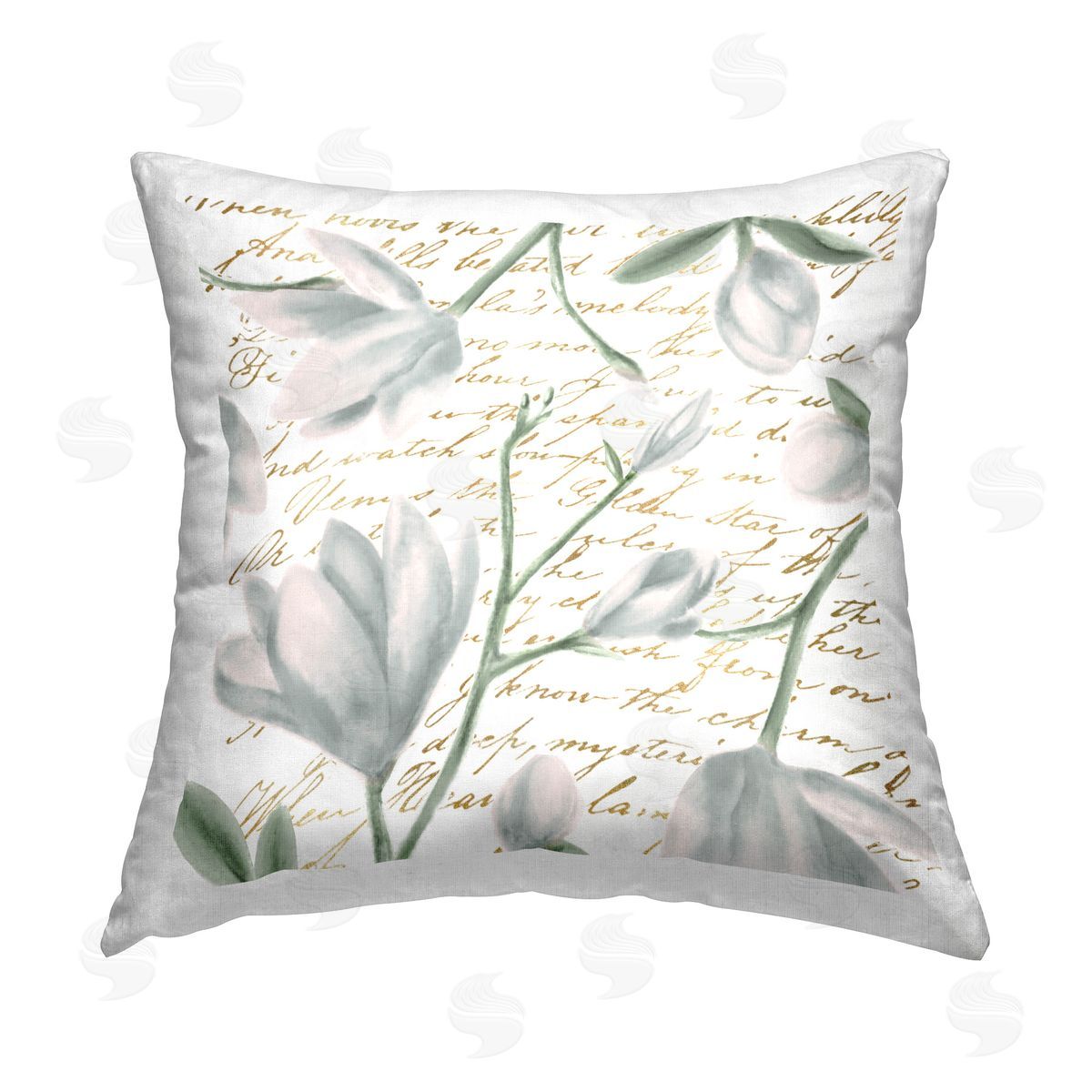 Stupell Studio Tulips Over Cursive Printed Plush Polyester Throw Pillow