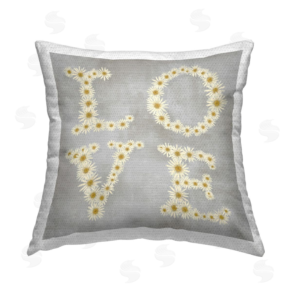 Stupell Studio Love Daisy Typography Outdoor Quick-Dry Polyester Printed Throw Pillow