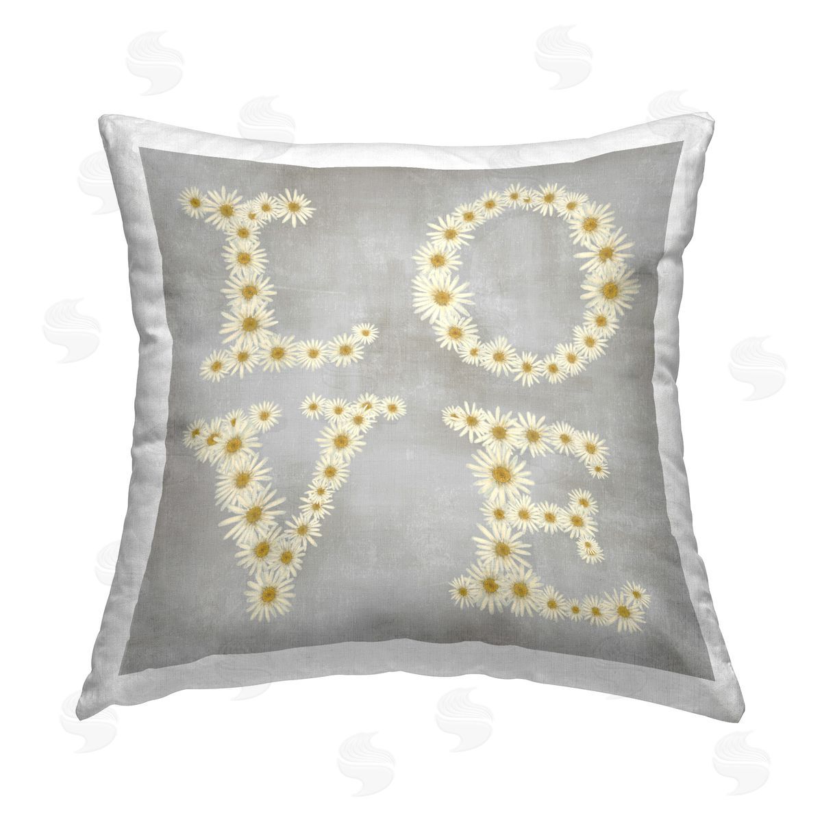 Stupell Studio Love Daisy Typography Printed Plush Polyester Throw Pillow