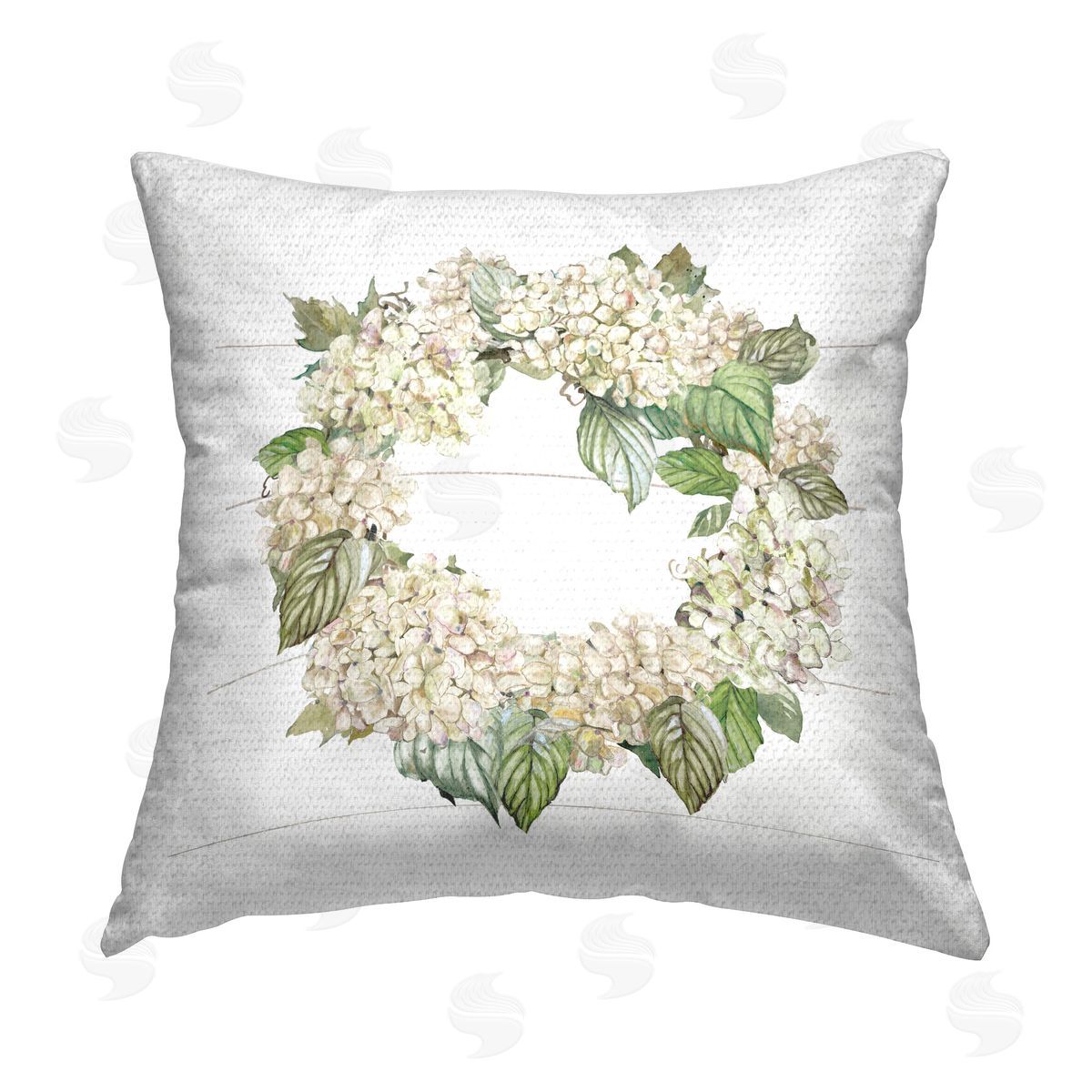 Carol Robinson White Hydrangea Wreath Outdoor Quick-Dry Polyester Printed Throw Pillow