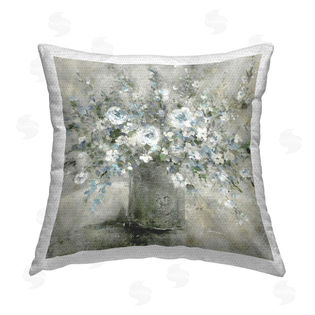 Carol Robinson Farmhouse Blues Bouquet Outdoor Quick-Dry Polyester Printed Throw Pillow