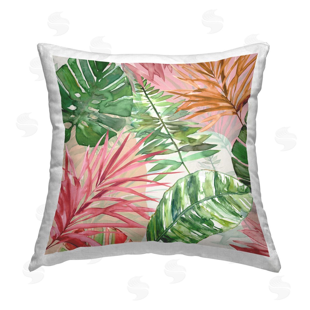 Carol Robinson Hot Tropics Leaves Printed Plush Polyester Throw Pillow
