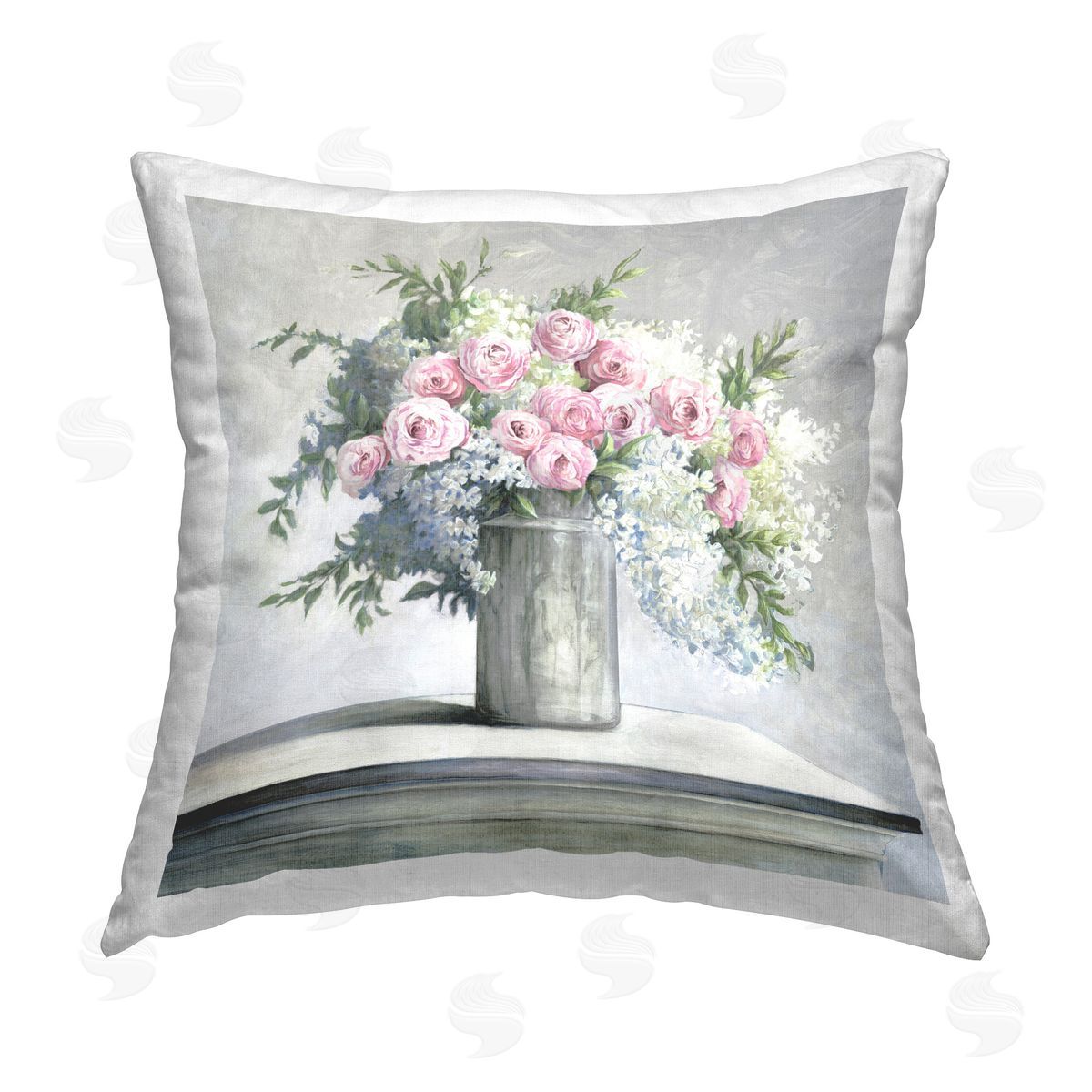 Dogwood Portfolio Soft Pink Roses Printed Plush Polyester Throw Pillow