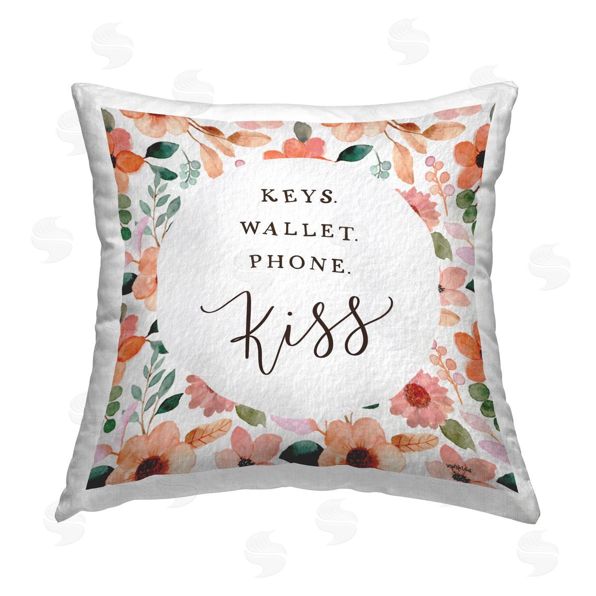 Imperfect Dust Keys Wallet Phone Kiss Printed Plush Polyester Throw Pillow