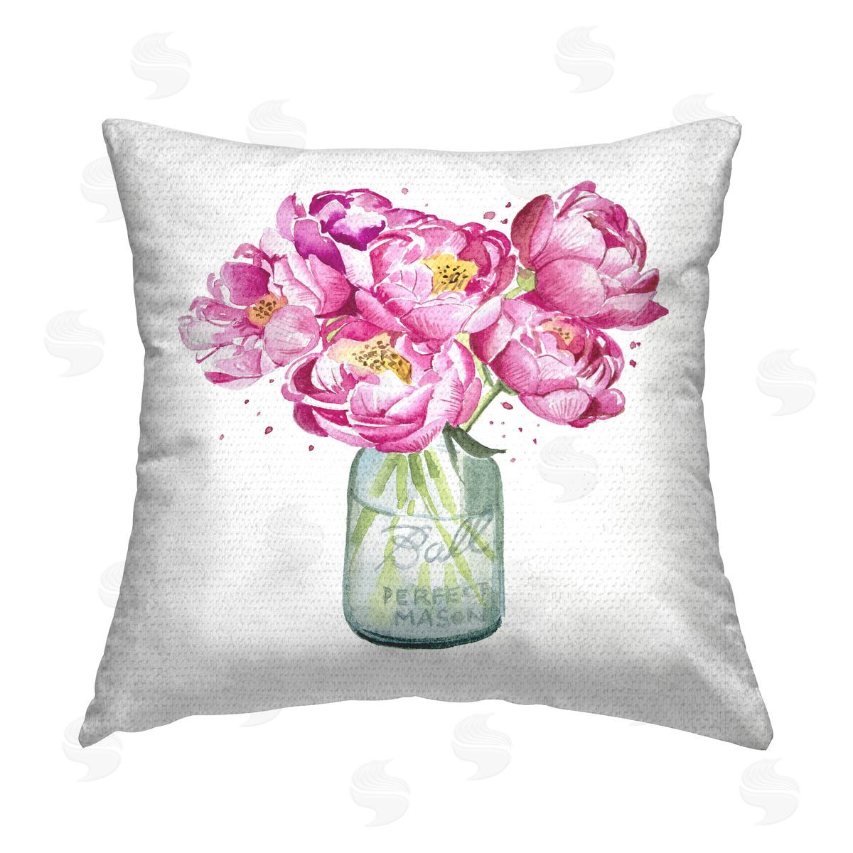 Enya Todd Pink Peony Jar Outdoor Quick-Dry Polyester Printed Throw Pillow