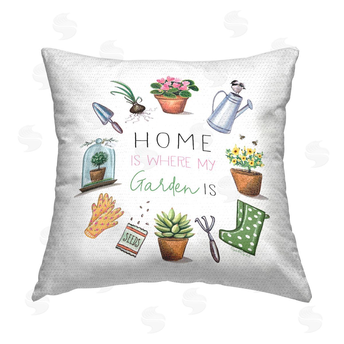 Elizabeth Tyndall Home Where Garden Is Outdoor Quick-Dry Polyester Printed Throw Pillow